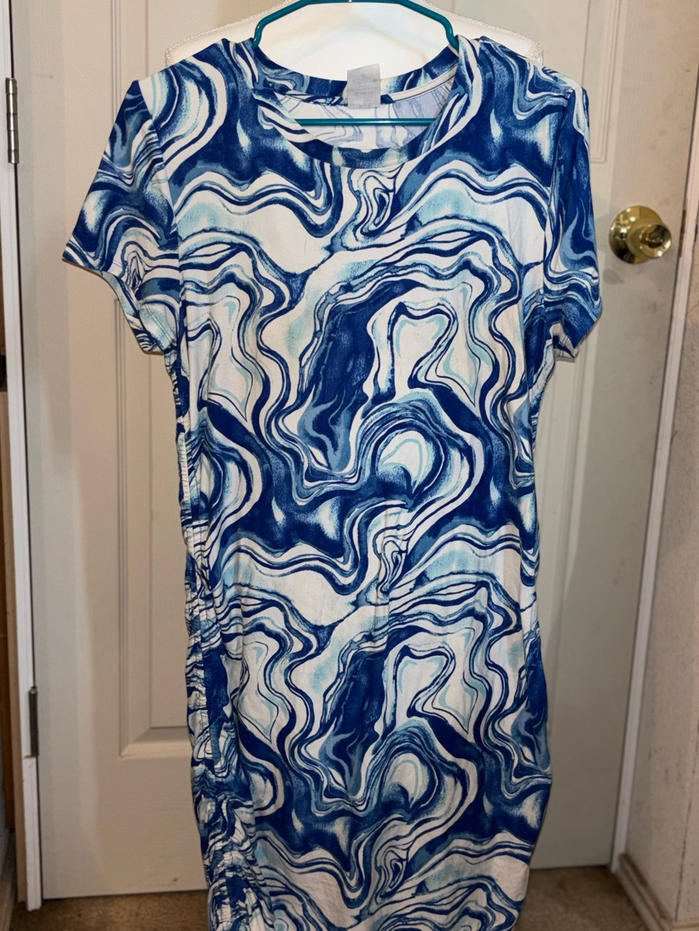 No Boundaries Blue Marble-Print Midi Dress
